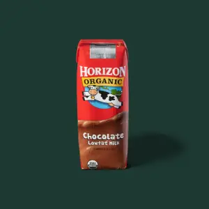 Warmed Horizon Chocolate Organic Milk for kids